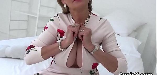  Unfaithful british mature lady sonia showcases her monster boobies
